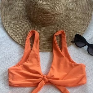 Orange Tie-Front Bikini Set